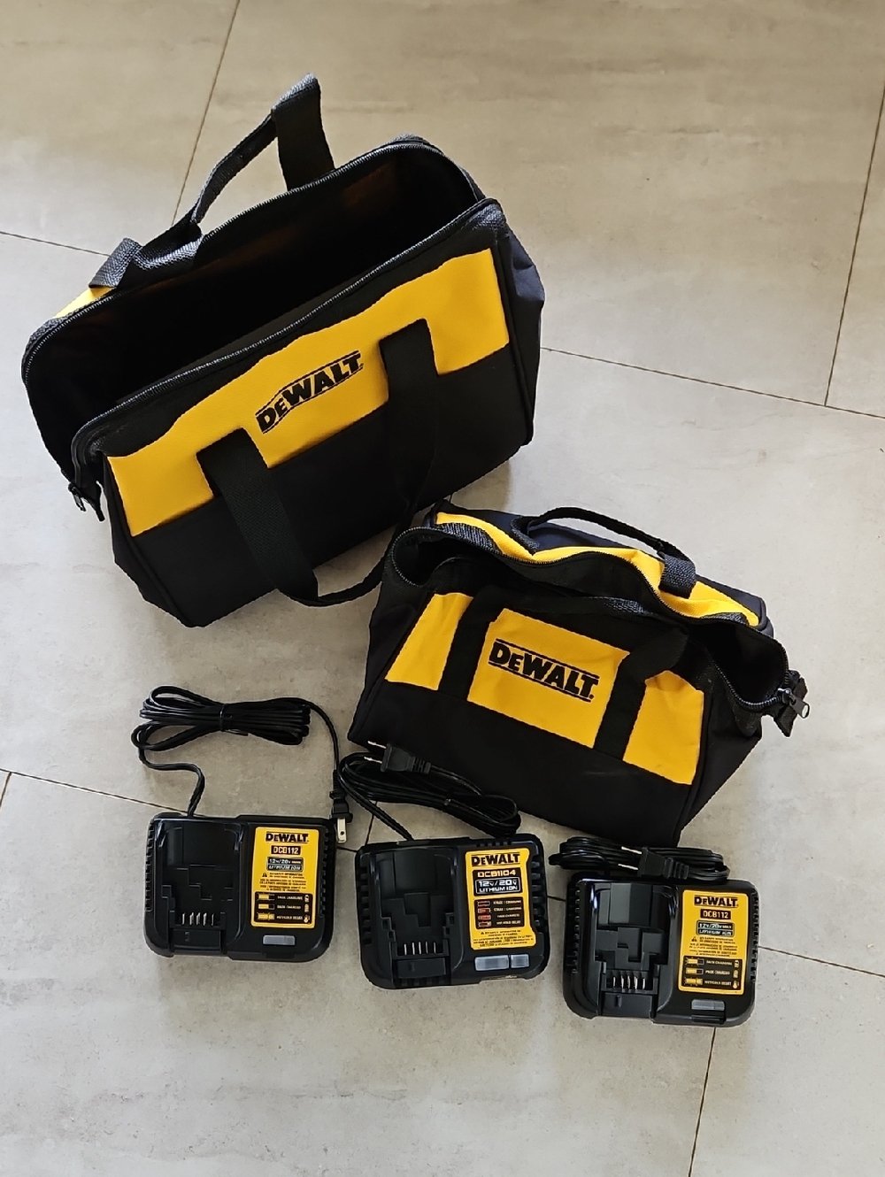 DEWALT Yellow & Black Charger Bag Set with 3 Battery Chargers